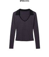 Theone Wide Collar Slim Long Sleeve