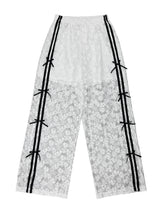 lace ribbon white pants