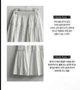 Leaf Waist Banding Line Flare Shirling Kang Kang Long Skirt