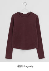 Higet Peach Fuzz Color Basic Long Sleeve Tee