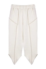 V　Cut　rib　half　pants