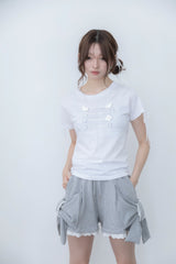 ナポレオン ボタン Tシャツ(white)