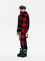 Emoha Red and black punk cat furry cat claws nails scarf