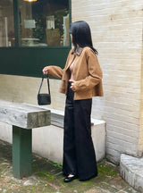 Hent Leather Collar Suede Jacket