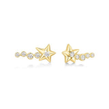 [worn by hearts2hearts ian] gold sparkling meteor 14k gold plating + 925 silver ear climber earrings E066-06G