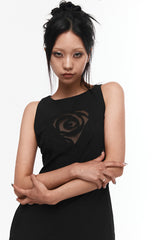 ローズシェープドハートノースリーブ #BLACK