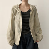 ウィンドブレーカー🤍バーロック ストリング フード ジップアップ ジャンパー