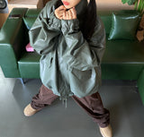 (UNISEX) LEATHER FAUX-LEATHER AUTUMN BOXY ルーズフィットフィールドジャケット – KHAKI