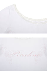 ペタラインレースTEE white