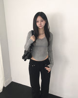 バンディングコットンブーツカットパンツ