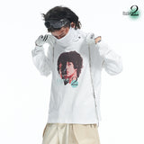 テーマプリントラウンドネック長袖Tシャツ