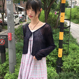 ドープシースルーVネッククロップドストリングボレロカーディガン