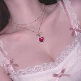 ロージーハートプリンセスレイヤードネックレス - ゴールドカラー (STAYC Seeun Necklace)