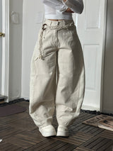 2color) Tweed side denim PT