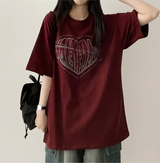 フェイスハートボクシーフィット半袖Tシャツ