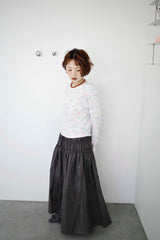 Double Shirred Leather Skirt