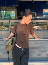 Color Back Open Loose Fit Short-Sleeved T-shirt
