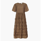 FRILL LONG ONE-PIECE  (Brown)
