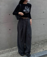 Stripe strap slacks