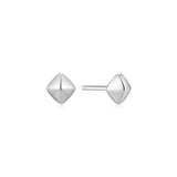 silver pyramid glam stud rhodium plating + 925 silver earrings E067-02H