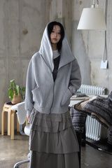 Diagonal Zipper Hood Zip-Up