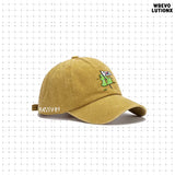 "K-Heart" Denim Washed Baseball Cap (Mustard)