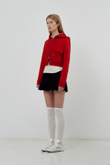 KIRSH PLAIN SLIM FIT CROP HOODIE ZIP UP [RED]