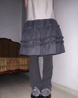 (2color) Frill Tiered Pants Layered Chiffon Skirt