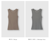 ミューズストレッチリブラウンドネックスリーブレス / 4 Colors