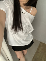 Fabian Beads Off-Shoulder T-Shirt