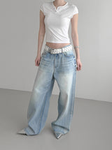Lien Eyelet Henley Neck Open Crop Top