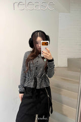 リズ ナッピング ストライプ ストラップ Tシャツ