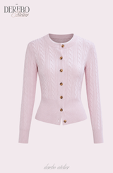 Baby Pink Cable Knit Cardigan