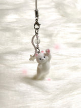 Cotton candy cat keyring