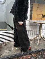 No.1538 A pocket wide black denim PT