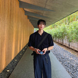 ASCLO オープンカラーショートスリーブニットTシャツ (8color)