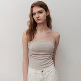 シャーリングキャップノースリーブ BEIGE