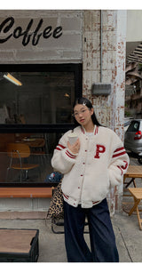 wool quilting base ball jumper jacket
