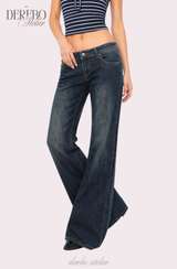 deep blue flow bootcut denim pants, regular (LONG)