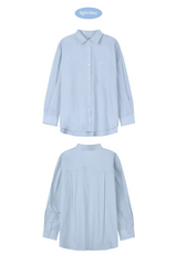 ベーシック メロウ エンブロイダリー シャツ (LIGHT BLUE)