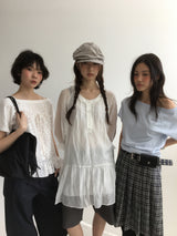 ヒビ ネック フリル ドレス (2color)