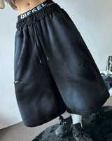 Space Side Lettering Distressed Bermuda Shorts 3color