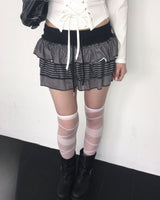 ストライプフリルカンカンスカート