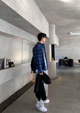 A-ekid overfit check pocket shirt