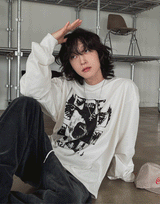 レムプリントロングスリーブTシャツ