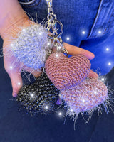 cupid heart keyring (fluffy pink)