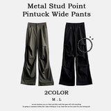 レックピンタックメタルスタッドパラシュートパンツ