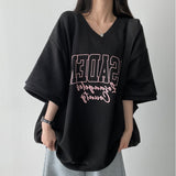 ダスボクシーフィットVネックスウェットショートスリーブTシャツ