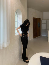 Lost Ball Stud Boat Neck Slit Half Tee