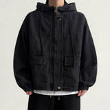 Ramg Washed Denim Overfit High Neck Hooded Jumper